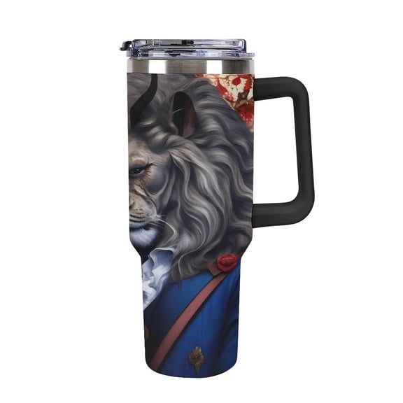 Beauty And Beast C 40 oz Tumbler with Handle and Straw Stainless Steel Leakproof Travel Coffee Mug Car Cup Vacuum Water Bottle 40oz