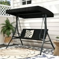 thumbnail image 2 of Gymax 3-Person Porch Swing w/ Stand w/ Rattan Seat Back Metal Frame Adjustable Shade, 2 of 9