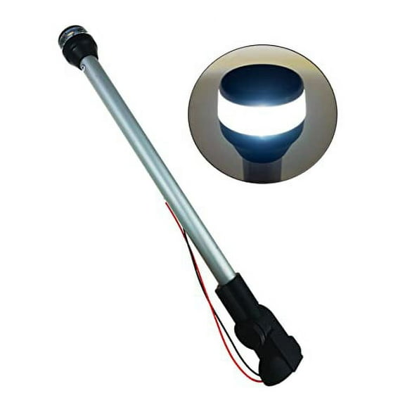 Pactrade Marine Boat LED All Round Anchor Navigation Light Black Housing Nature White LED 2NM Surface Mount 10-30VDC 120LM IP:65 Durable Pole CE RoHS Certified (15 inches)