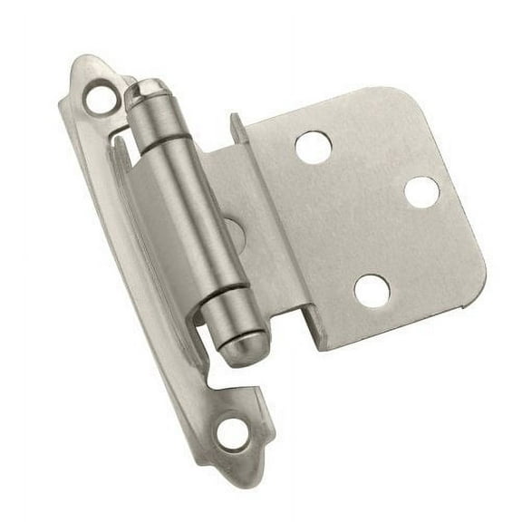 Amerock Self-Closing Cabinet Hinge - Satin Nickel - 2 Pack, 3/8 Inset, Face Mount