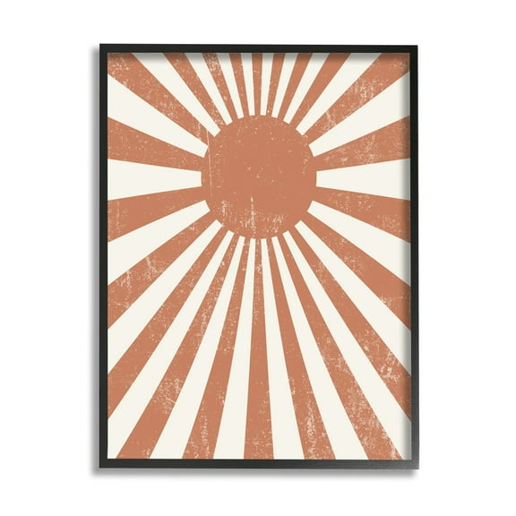 Stupell Industries Vintage Striped Sun Rays Beaming Weathered Design Graphic Art Black Framed Art Print Wall Art, Design by Daphne Polselli