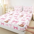 thumbnail image 4 of Erosebridal Western Cowgirl Boots Full Size Sheets,Pink Cute Bow Tie Bed Sheets For Bowknot Lovers 4-Piece, 4 of 6