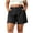Black, variant on Noric Women's Plus Size Cotton Linen Shorts High Rise Elastic Back Waist Loose Fit Casual Beach Summer Shorts
