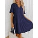thumbnail image 3 of Vestido casual Dokotoo para mujer, cuello en V, manga corta, azul marino, talla M, 3 of 4