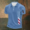 thumbnail image 2 of Men's Patriotic Independence Day Polo Collar Short Sleeve T-Shirt - Vintage American Flag Print for 4th of July, BBQ Parties and Casual Summer Outfits,Royal Blue XL, 2 of 4