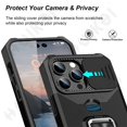 thumbnail image 5 of Case For iPhone 14 13 12 11 Pro Max XS XR 8 7 Plus Slide Camera Card Holder Slot Duty Wallet Protective With Ring Stand Cover, 5 of 5