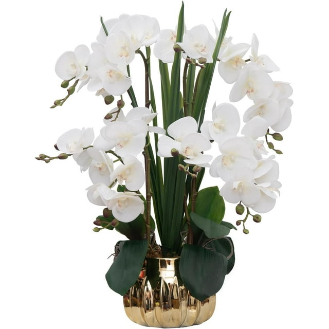 Artificial Orchid Flower Plants Real Touch Double Faux Orchids in