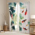 thumbnail image 3 of Manfei Watercolor Lotus Koi Black Out Curtains, Red Carp Pond Curtains Pack of 2 (42x63 Each), Teal Red White, 3 of 6