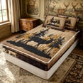 thumbnail image 2 of Erosebridal Vintage Jungle Deer Zipper Full Size Comforter Sets with Fitted Sheet and 2 Pillowcases for Women Men, Cabin Pine Tree Zipper Bedding Set, Black Reversible, 4pcs, 2 of 7