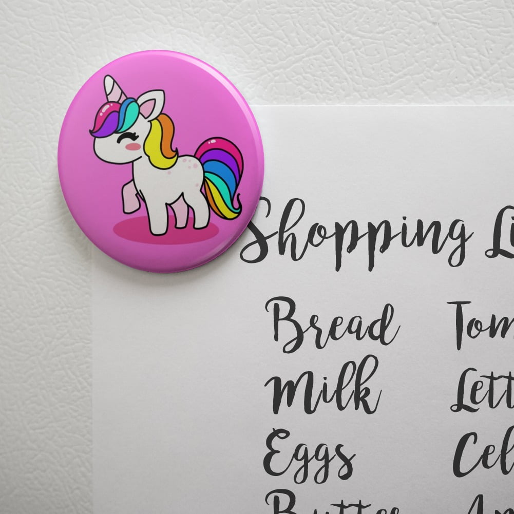 Unicorn Pony Rainbow Pink Kitchen Refrigerator Locker Button Magnet 