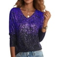 thumbnail image 2 of Hauts à Manches Longues Mardi Gras pour Femme 2026 Tendance Pailleté Col en V T-Shirt de Carnaval pour Sortir, 2 of 2