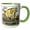 Green/White, variant on 3drose, Funny Cute Yellow Labrador Dog Dog Playing with Model Train Set, 15oz Two-tone Yellow Mug