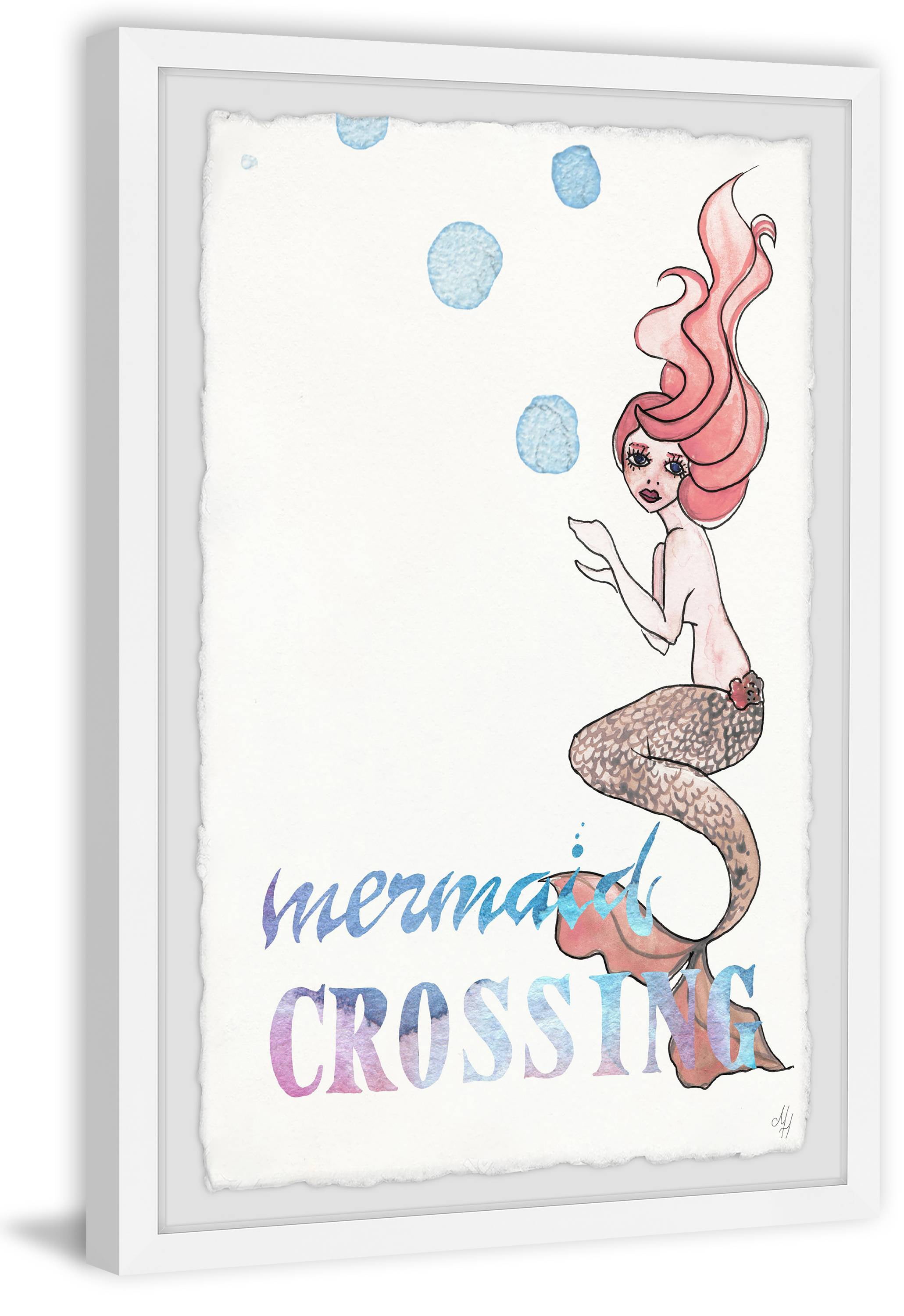 Marmont Hill Mermaid Crossing Bubbles Framed Wall Art