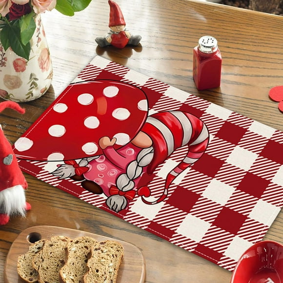 Valentine's Day Placemats | Multicolor Polyester Table Mats 17.7x11.8in | Reusable Stain-Resistant Party Decor | Romantic Heart & Love Design | Dining Table Setting Gift Ideas