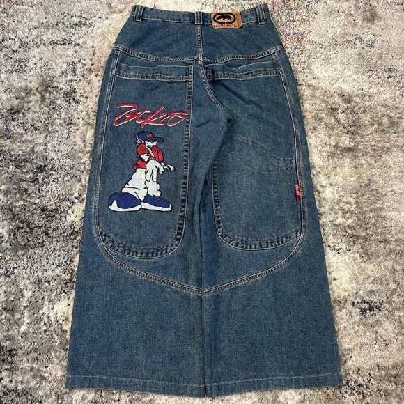 2024 Rare Vintage Y2K ECKO Plex DJ gigantic pocket wide leg baggy jeans street casual high quality pants for men and women tzw