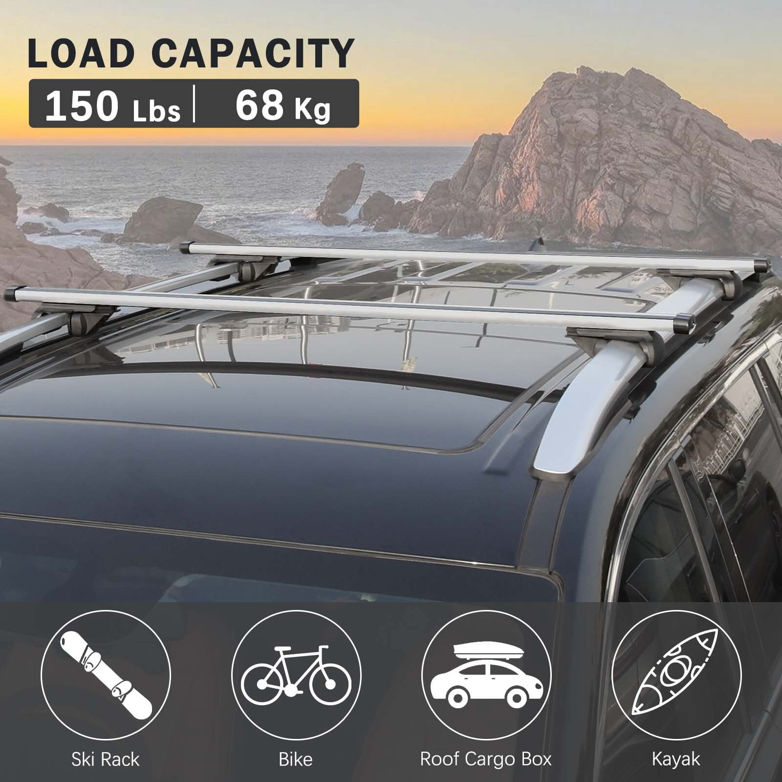 For Pontiac Montana Van 53" Roof Rack Cross Bars Luggage Cargo Kayak Carriers