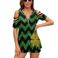 thumbnail image 4 of weskinke Top For Women Western Shirt Zipper Pullover Short Sleeve Color Block V Neck Fashion Casual Top St Patricks Day Print T Shirt, 4 of 8