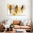 thumbnail image 2 of Elephant Stock Gold Speckled Grunge Feathers Wall Art - Horizontal Multi Panel Canvas - Living Room Wall Decor - Decor Elements Multi Panel - Beige And Black Decor - 57" x 36", 2 of 8