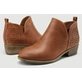 thumbnail image 6 of Vepose Women's Ankle Boots Low Heels Chunky Cutout Booties Perforated Western Shoes, Red Brown, 08, 6 of 7