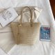 thumbnail image 2 of Bolso de hombro de paja para mujer, de mano tejido hecho a mano para vacaciones en la playa de verano, 2 of 9