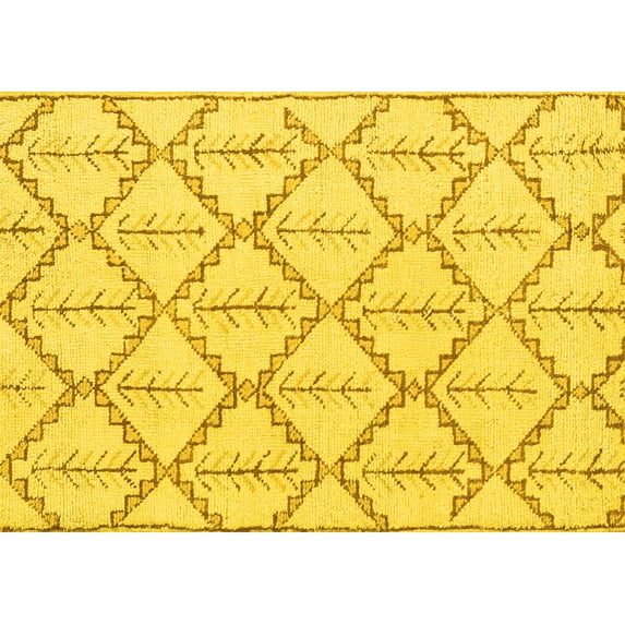 Ahgly Company Indoor Rectangle Solid Yellow Modern Area Rugs, 2' x 5'