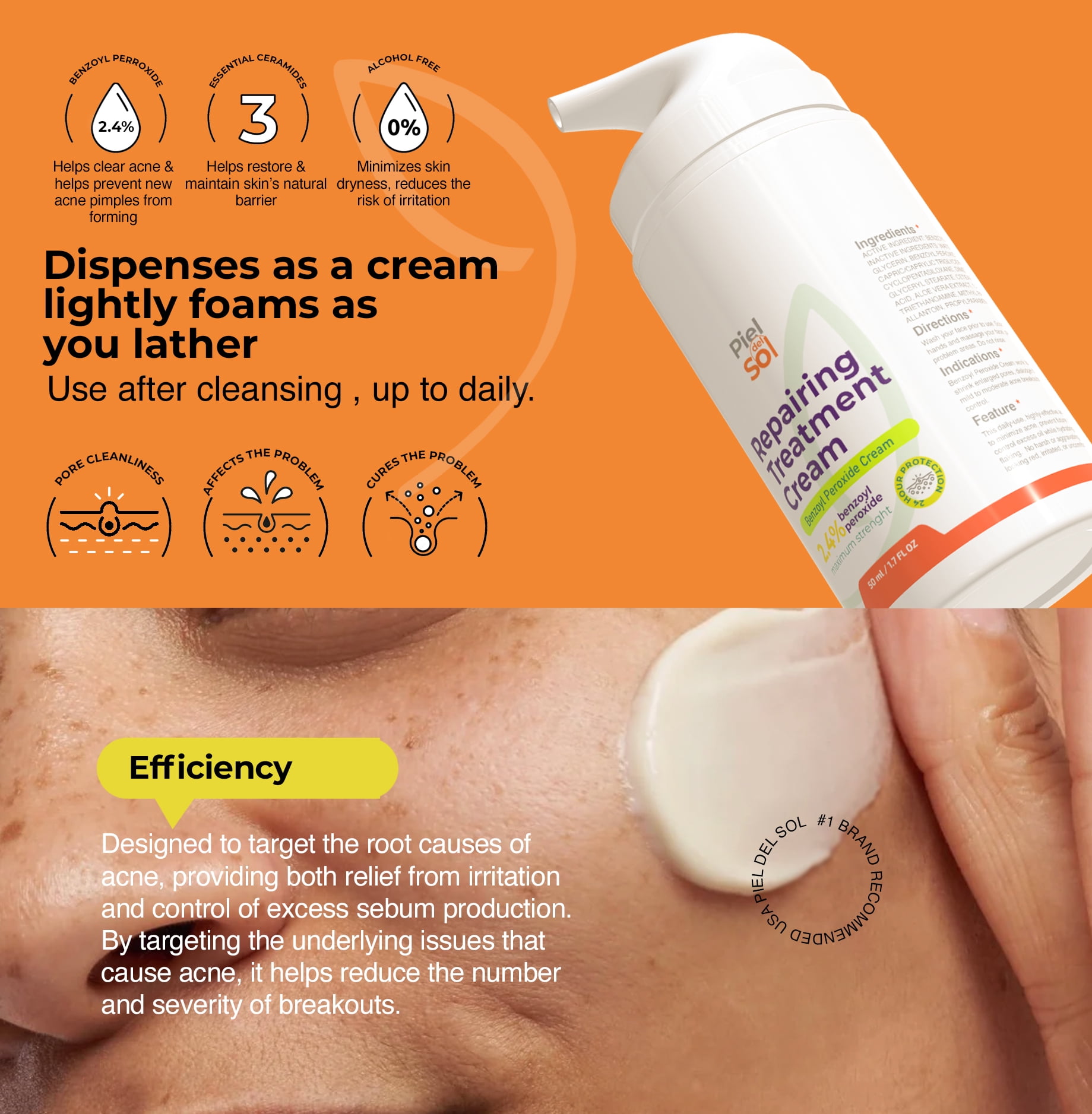 Piel del Sol Ultimate Acne and Skin Care Set with Cleanser, Toner, and Cream, Fragrance-Free, Alcohol-Free, 3 Piece Set