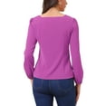 thumbnail image 3 of INSPIRE CHIC Women's Pleated Front Casual Long Sleeve Square Neck Blouse, 3 of 6