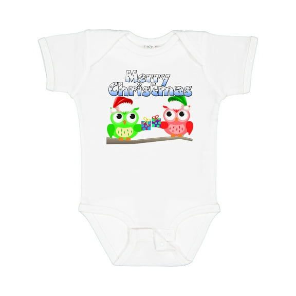 Inktastic Merry Christmas Owls Boys or Girls Baby Bodysuit