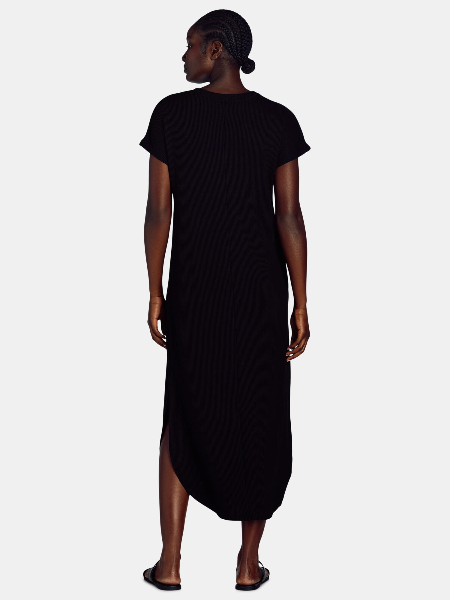 Time and Tru Women's and Women's Plus Rib Maxi Dress with Short Sleeves, Sizes XS-4X