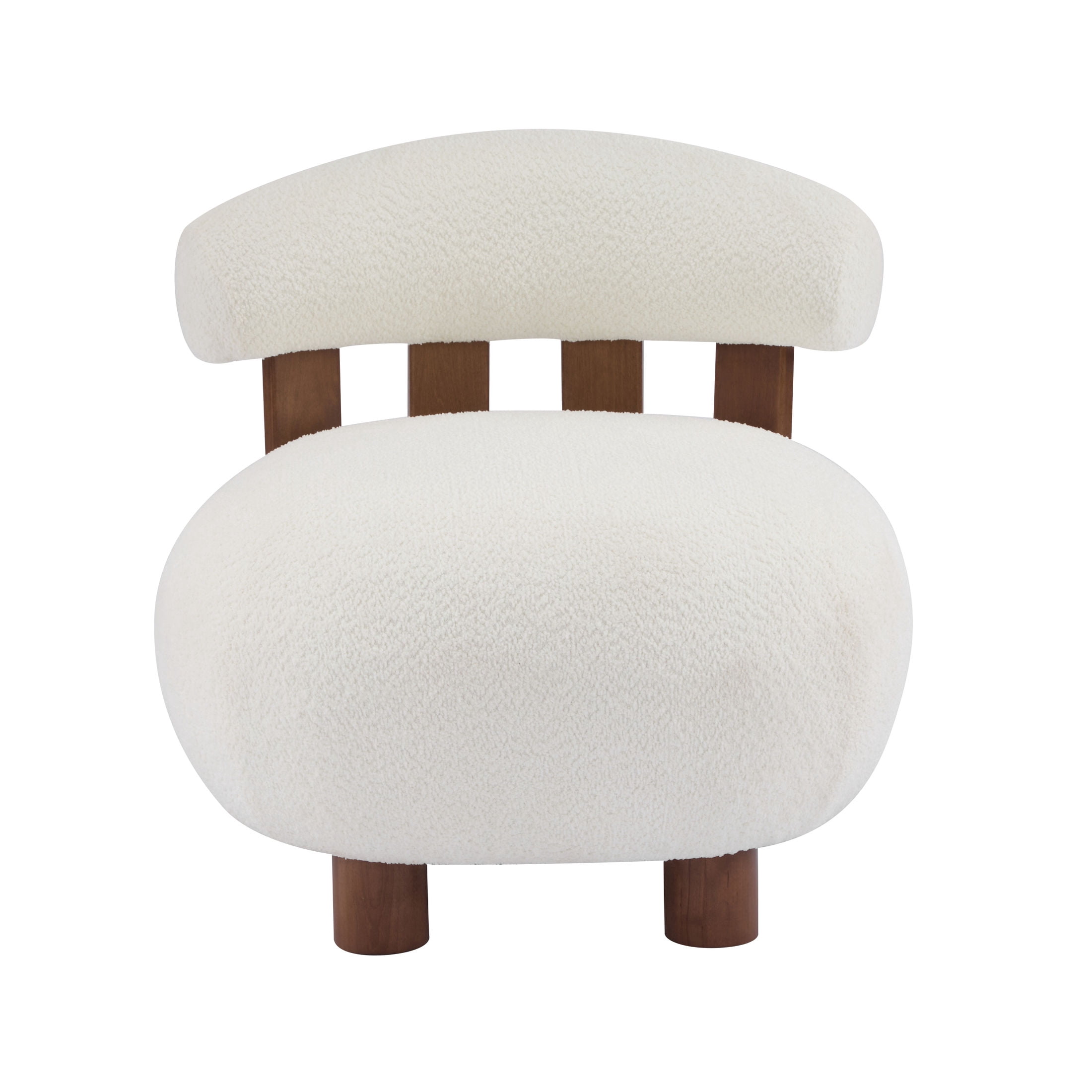Christopher Knight Home Modern Boucle Slipper Accent Chair with Upholstered Plush Seat, Wood Legs, Off White, Set of 2