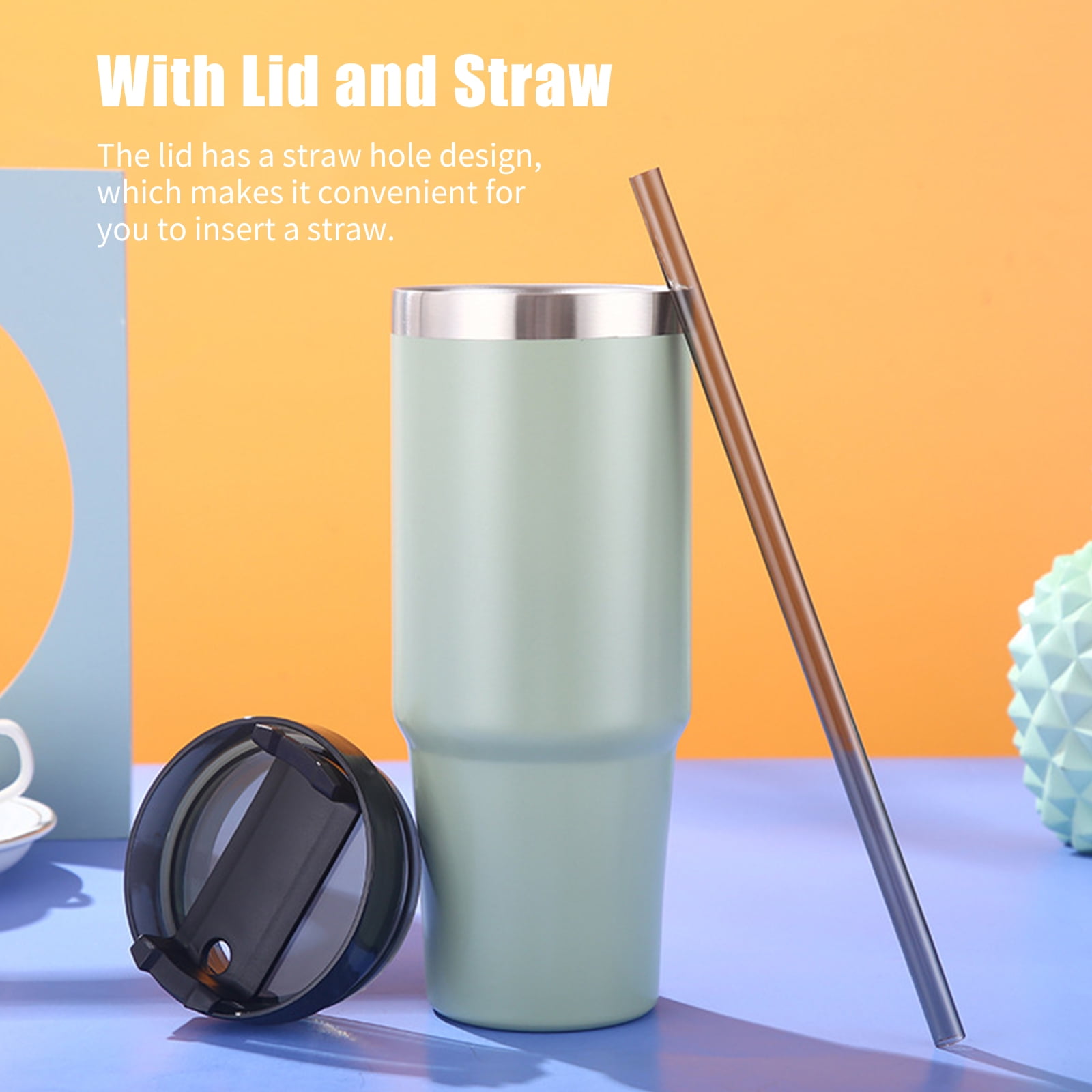 30Oz Insulated Cup with Lid and Straw Reusable 304 Stainless Steel