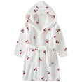 thumbnail image 1 of Girls Hooded Bathrobe Strawberry Pattern Flannel Soft Warm Pockets Belt Robe Pyjamas Sleepwear Kids Spring Clothes, 1 of 5