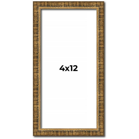 4x12 IN Frame Gold Kingsley Distressed Solid Wood Picture Frame Width 0.75 Inches | Interior Frame