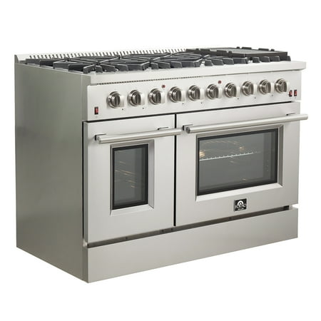 Forno Appliances - Galiano Alta Qualita 6.58 Cu. Ft. Freestanding Double Oven Gas Range with Convection Oven - Stainless Steel