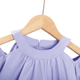 thumbnail image 3 of LYMAYTER 3-7Y Toddler Girls Casual Summer Dress Kids Puff Sleeve Halter Neck Off Shoulder Ruffle Party Dress, 3 of 7