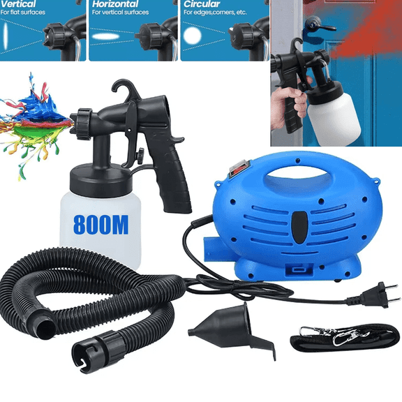650W HVLP Electric Paint Spray Gun with 800mL Large Cup for DIY & Pro Painting
