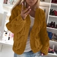 thumbnail image 2 of Kaemgyyd Women Hooded Open Front Cardigan Thermal Warm Cable Knit Sweaters Soft Comfy Solid Color Hoodies Outwear Fall Coats, 2 of 6