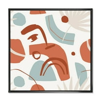 Designart 'Tropical Palm Leaves With Geometrical Shapes' Modern Framed Canvas Wall Art Print