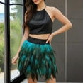thumbnail image 2 of MORTTIC Women's Unique Faux Feather Mini Skirt Gothic Style Irregular Hem Summer Party Cocktail Skirt Sky Blue，XL, 2 of 7
