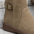 thumbnail image 2 of Xfvqtps Ankle Boots for Women Side Zipper Buckle Strap Suede Thick Bottom Solid Color Soft Sole Comfortable Non Slip Casual Spring Short Bootie Khaki, 2 of 9