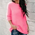 thumbnail image 5 of AherBiu Plus Size Fleece Tops for Women Lightweight Basic Top Tees Crew Neck Long Sleeve Solid Color Pajamas, 5 of 5