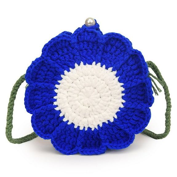 BNNG Daisy Flower Crochet Bag Handmade Knitted Crossbody Bag Phone Bag Floral Knitting Tote Bag For Women Summer Beach
