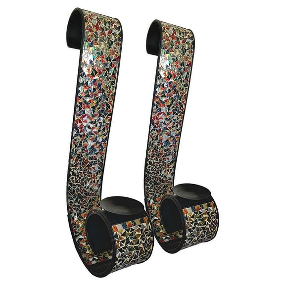 DecorShore Bella Palacio Decorative Metal Wall Sconce Mosaic Scroll Candle Holder(Gemstone Rainbow)