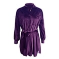 thumbnail image 4 of Moda mujer invierno terciopelo manga larga botón bolsillo casual camisa abrigo Pompotops  hdfakjf1570, 4 of 5