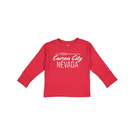 

Inktastic From Carson City Nevada in White Distressed Text Gift Toddler Boy or Toddler Girl Long Sleeve T-Shirt