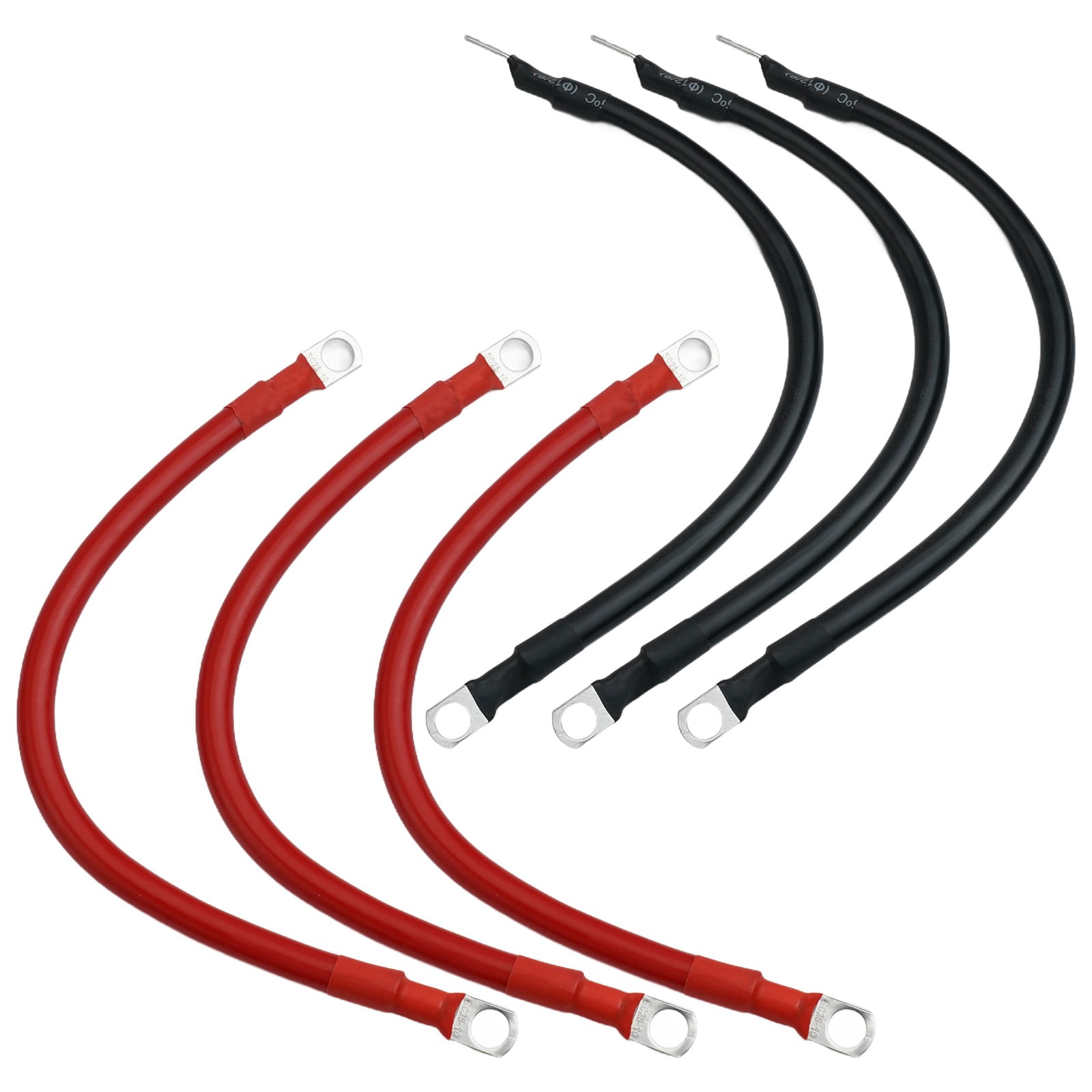 6PCS 4AWG Battery Cables Set for Marine Automotive Inverter - 12inch Length