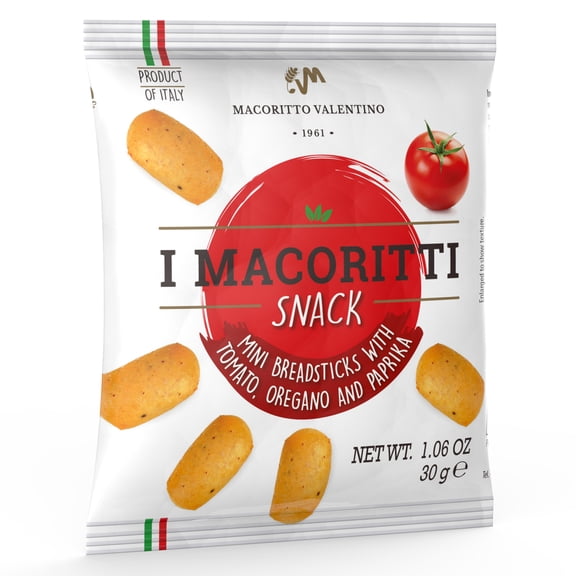 I Macoritti Italian Mini Breadsticks Snack with Tomato Oregano Paprika Pizza Flavor Crispy Short Grissini Bites 1.06 oz Individual Bags Pack of 70 Total 74.2 oz
