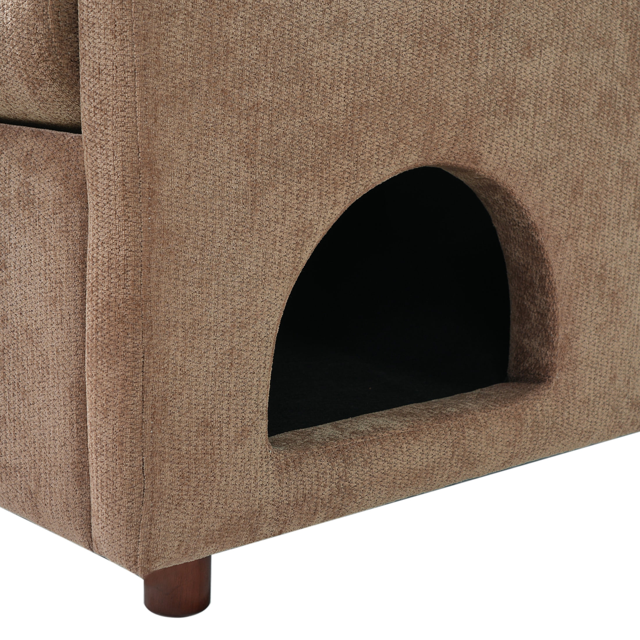 Christopher Knight Home Modern Pet Friendly Accent Chair with Pillow and Hidden Nook, Coffee