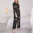 thumbnail image 3 of Balery Monochrome Mushroom Artwork Conjunto de Pijama con Estampado para Mujer, Conjunto de Dos Piezas con Manga Larga, Ropa de Dormir Suave con Bolsillos, Pijamas Cómodos-X-Large, 3 of 7