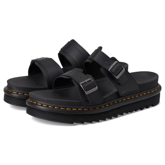 Sandalia Dr. Martens Myles Negra de Cuero PU con Tacón de 5 cm